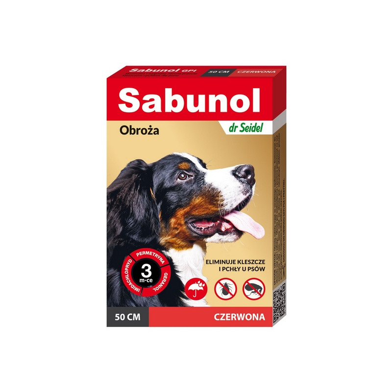 Sabunol GPI Obroża przeciw pchłom dla psa czerwona 50cm - All4Animals