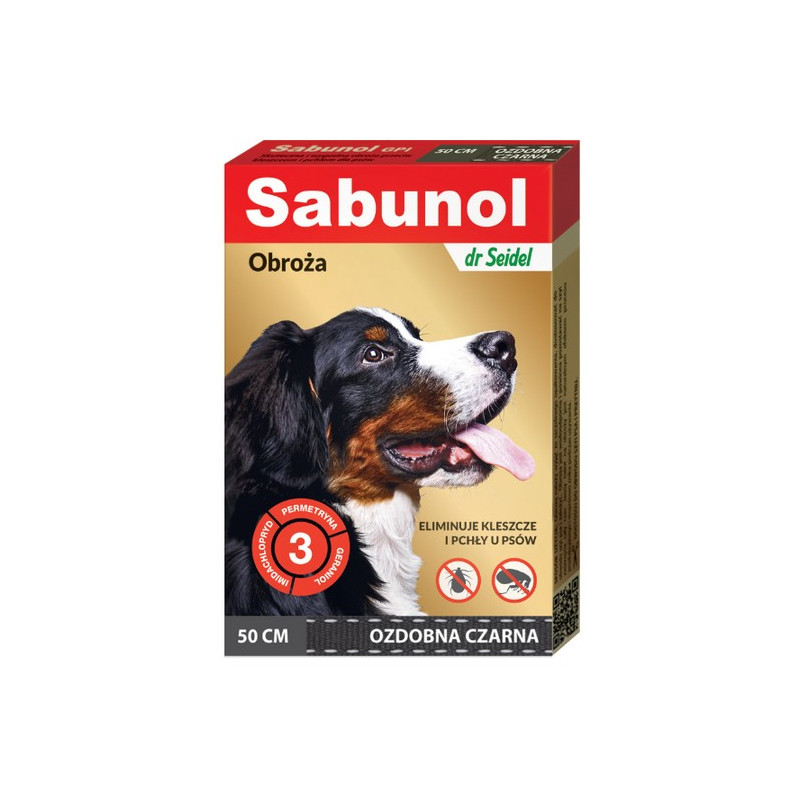 Sabunol GPI Obroża przeciw pchłom dla psa ozdobna czarna 50cm - All4Animals