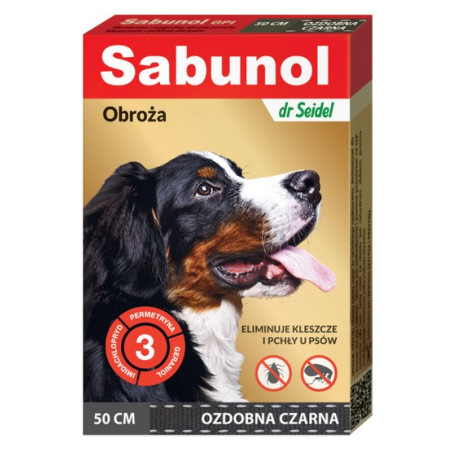 Sabunol GPI Obroża przeciw pchłom dla psa ozdobna czarna 50cm - All4Animals