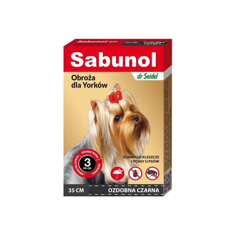 Sabunol GPI Obroża przeciw pchłom dla yorka ozdobna czarna 35cm - All4Animals