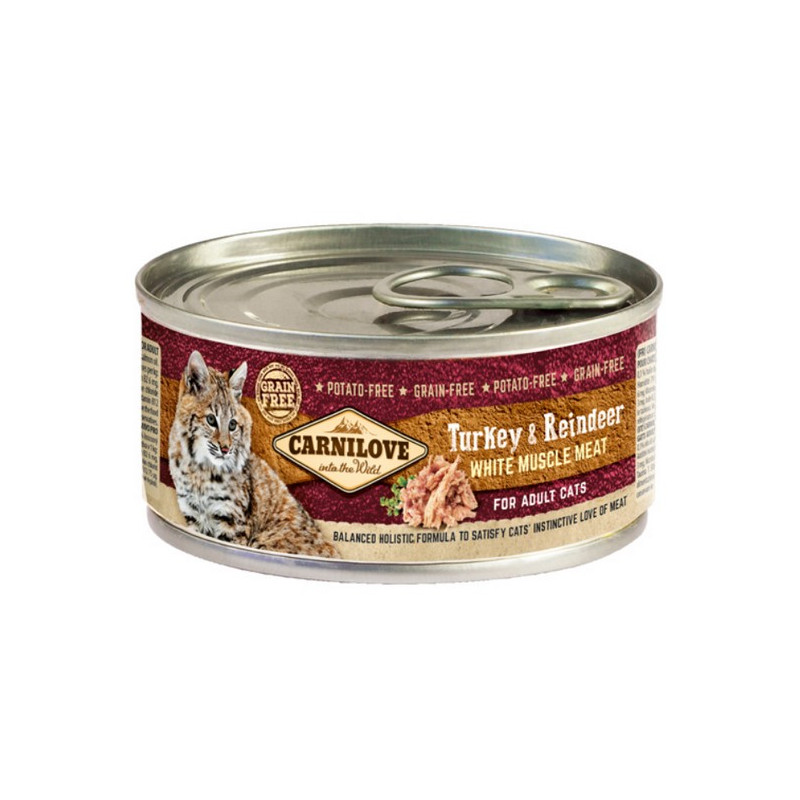 Carnilove Cat Turkey & Reindeer - indyk i renifer puszka 100g - All4Animals