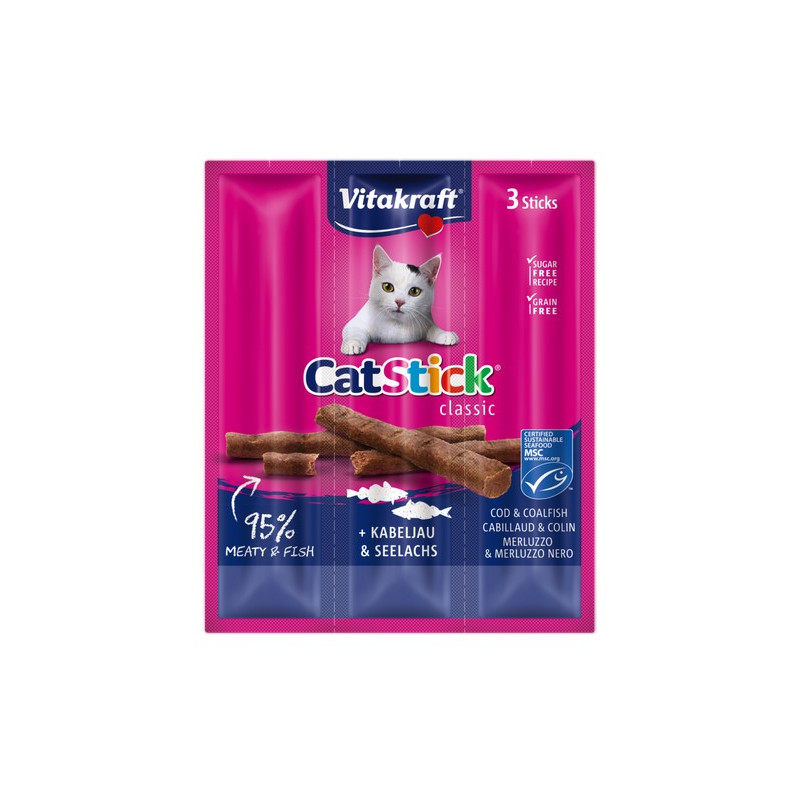 Vitakraft Cat Stick Classic Dorsz i Czarniak 18g [2424003] - All4Animals