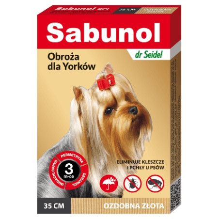 Sabunol GPI Obroża przeciw pchłom dla yorka ozdobna złota 35cm - All4Animals
