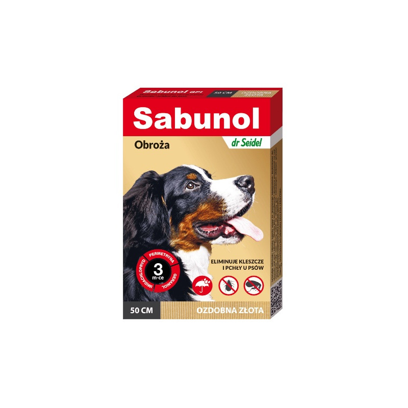 Sabunol GPI Obroża przeciw pchłom dla psa ozdobna złota 50cm - All4Animals
