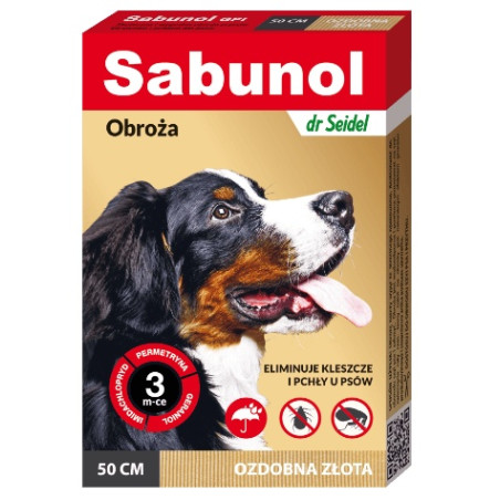 Sabunol GPI Obroża przeciw pchłom dla psa ozdobna złota 50cm - All4Animals