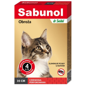 Sabunol Obroża przeciw pchłom dla kota czerwona 35cm - All4Animals