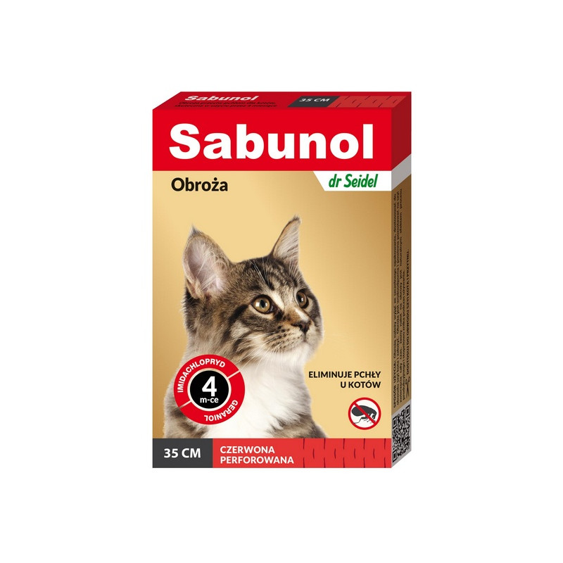 Sabunol Obroża przeciw pchłom dla kota czerwona 35cm - All4Animals