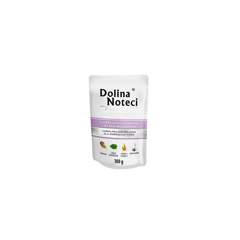 Dolina Noteci Premium Pies Królik, fasolka i ryż brązowy saszetka 100g - All4Animals