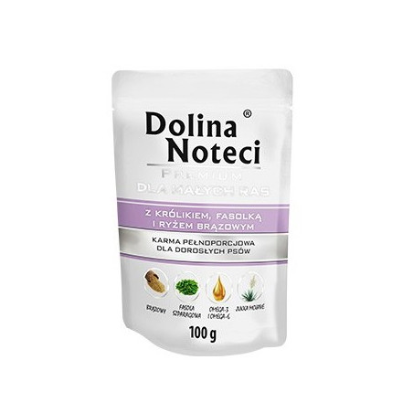 Dolina Noteci Premium Pies Królik, fasolka i ryż brązowy saszetka 100g - All4Animals