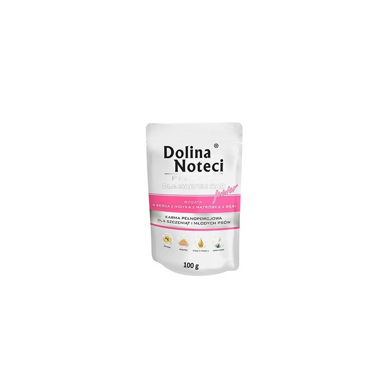 Dolina Noteci Premium Pies Junior Serca indyka i wątróbka z gęsi saszetka 100g - All4Animals