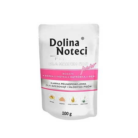 Dolina Noteci Premium Pies Junior Serca indyka i wątróbka z gęsi saszetka 100g - All4Animals