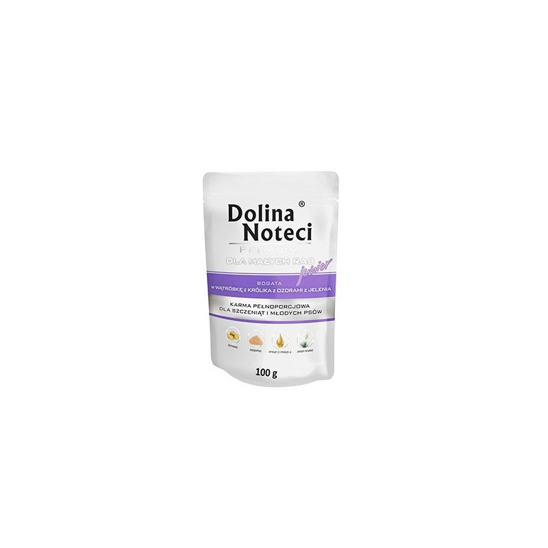 Dolina Noteci Premium Pies Junior Wątróbka z królika i ozory z jelenia saszetka 100g - All4Animals