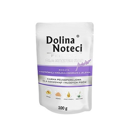 Dolina Noteci Premium Pies Junior Wątróbka z królika i ozory z jelenia saszetka 100g - All4Animals