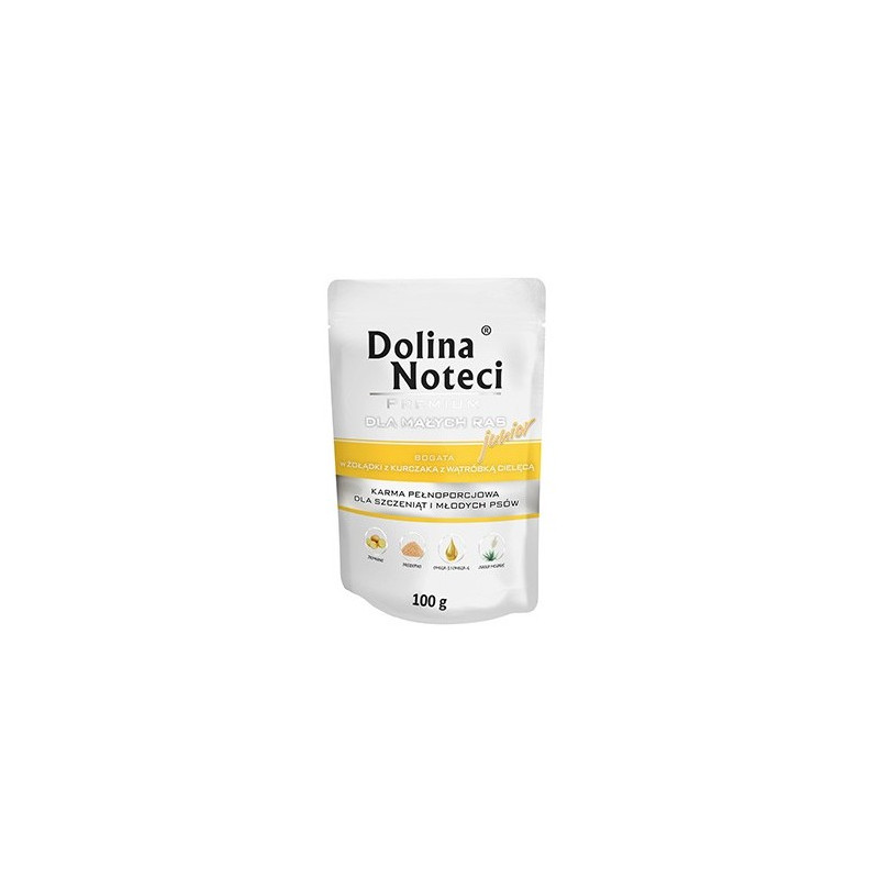 Dolina Noteci Premium Pies Junior Żołądki kurczaka i wątróbka cielęca saszetka 100g - All4Animals