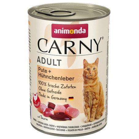 Animonda Carny Adult Indyk + Wątróbka kurczaka puszka 400g - All4Animals