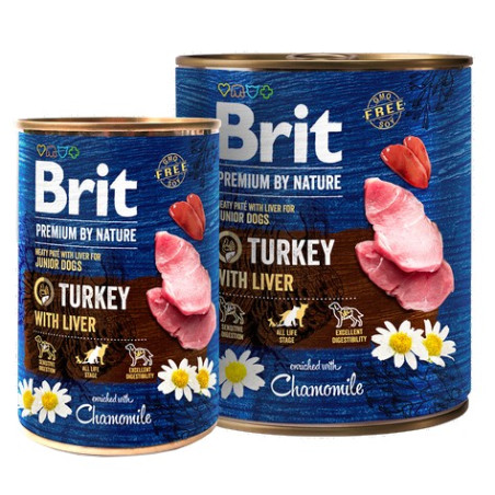 Brit Premium By Nature Turkey & Liver Junior puszka 800g - All4Animals