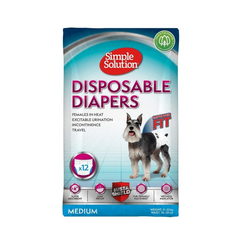 Simple Solution Pieluchy jednorazowe dla suczek M 12szt. - All4Animals