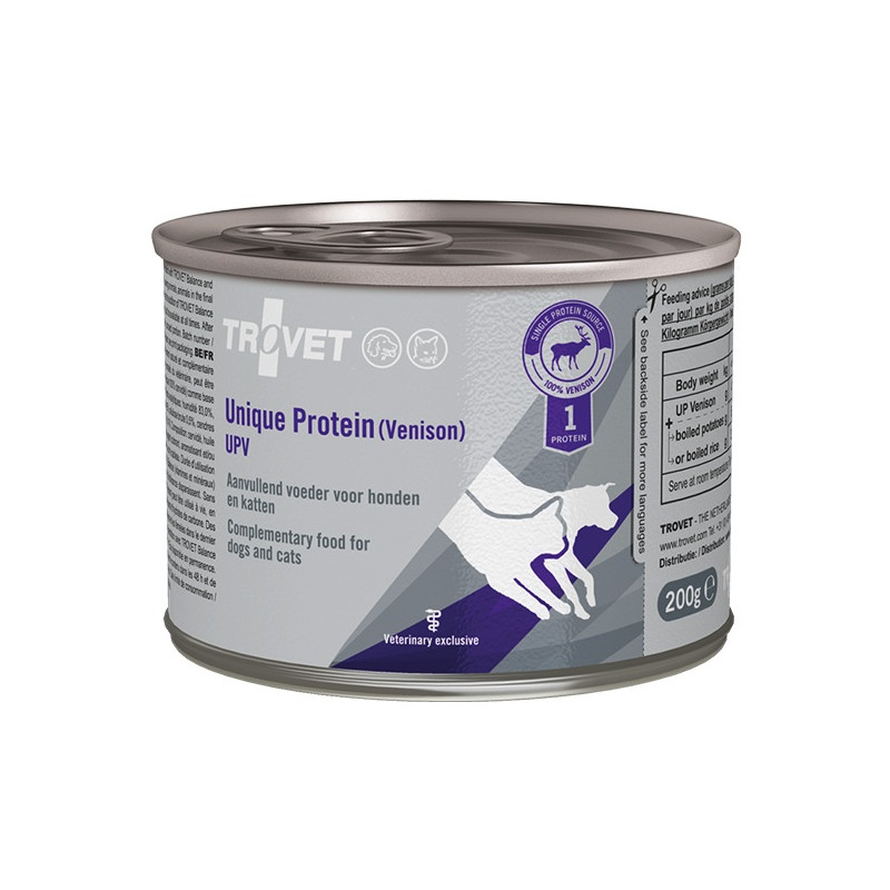 Trovet Unique Protein UPV Dziczyzna dla psa i kota puszka 200g - All4Animals