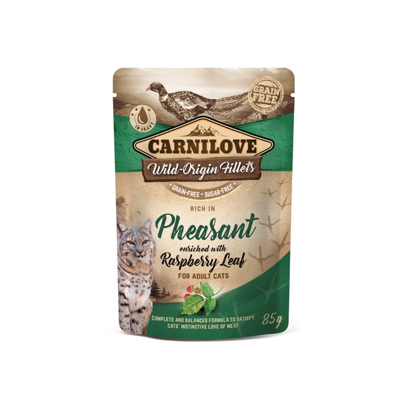 Carnilove Cat Pheasant & Raspberry Leaves - bażant i liście maliny saszetka 85g - All4Animals