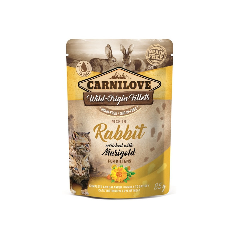 Carnilove Cat Rabbit & Marigold Kitten - królik i nagietek saszetka 85g - All4Animals