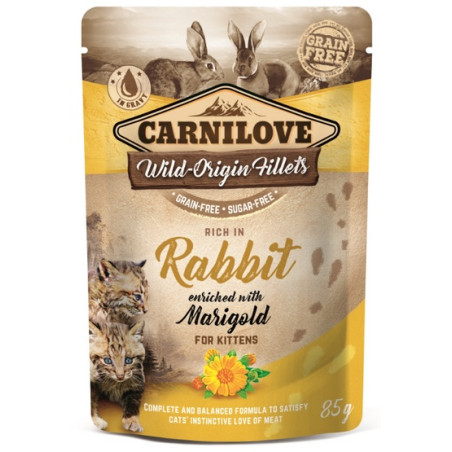 Carnilove Cat Rabbit & Marigold Kitten - królik i nagietek saszetka 85g - All4Animals