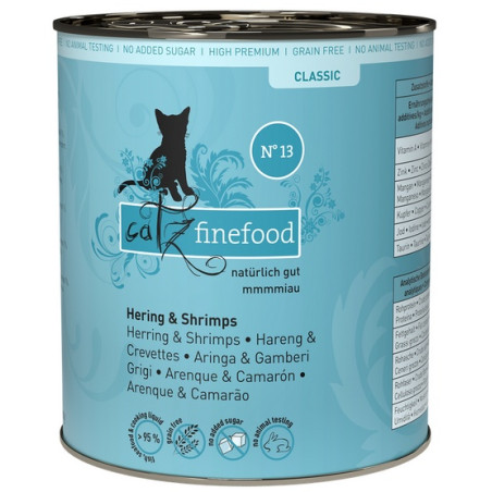Catz Finefood Classic N.13 Śledź i Krewetki puszka 800g - All4Animals