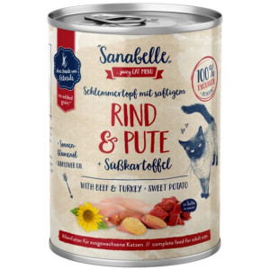 Sanabelle Wołowina, indyk i batat puszka 380g - All4Animals