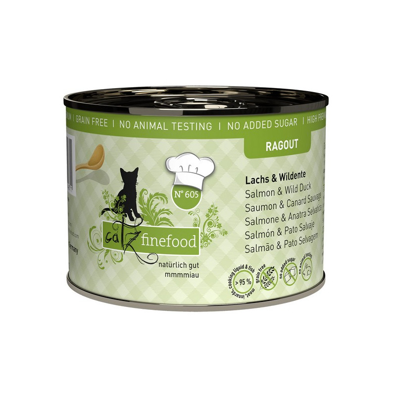 Catz Finefood Ragout N.605 Łosoś i Dzika Kaczka puszka 190g - All4Animals