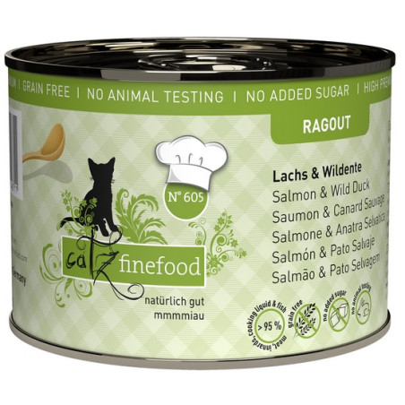 Catz Finefood Ragout N.605 Łosoś i Dzika Kaczka puszka 190g - All4Animals