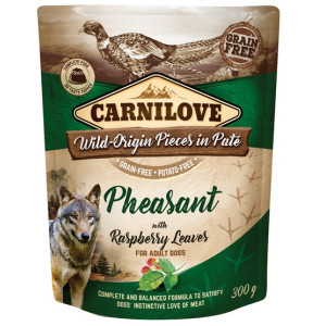 Carnilove Dog Pheasant & Raspberry Leaves - bażant i liście maliny saszetka 300g - All4Animals