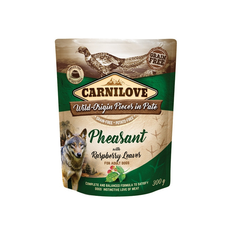 Carnilove Dog Pheasant & Raspberry Leaves - bażant i liście maliny saszetka 300g - All4Animals
