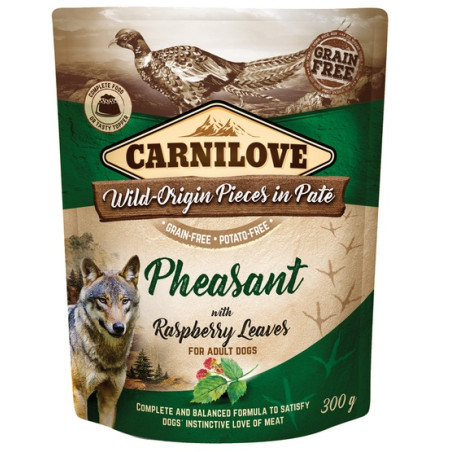 Carnilove Dog Pheasant & Raspberry Leaves - bażant i liście maliny saszetka 300g - All4Animals