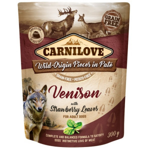 Carnilove Dog Venison & Strawberry Leaves - dziczyzna i liście truskawki saszetka 300g - All4Animals