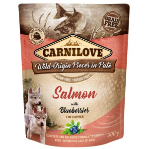 Carnilove Dog Salmon & Blueberries for Puppies - łosoś i jagody saszetka 300g - All4Animals