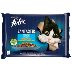 Felix Fantastic Rybne Smaki z warzywami w galaretce saszetka 4x85g - All4Animals