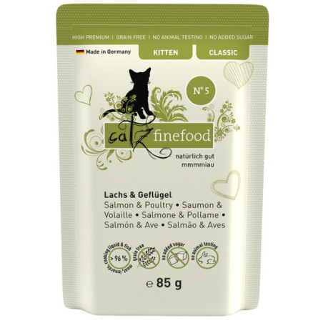 Catz Finefood Classic Kitten N.05 Łosoś i drób saszetka 85g - All4Animals