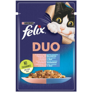Felix Fantastic Duo sardynka/łosoś galaretka saszetka 85g - All4Animals