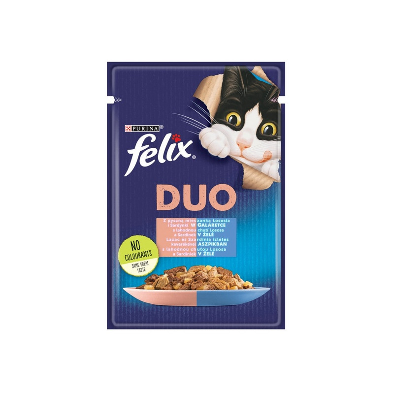 Felix Fantastic Duo sardynka/łosoś galaretka saszetka 85g - All4Animals