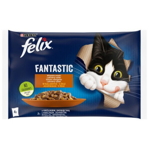 Felix Fantastic Wybór Mięs (królik+jagnięcina) w galaretce saszetki 4x85g - All4Animals