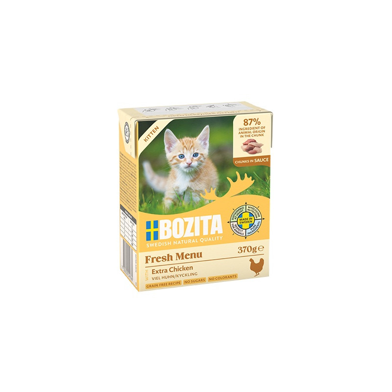 Bozita z Kurczakiem dla kociąt - kawałki w sosie kartonik 370g - All4Animals