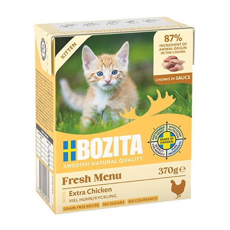 Bozita z Kurczakiem dla kociąt - kawałki w sosie kartonik 370g - All4Animals