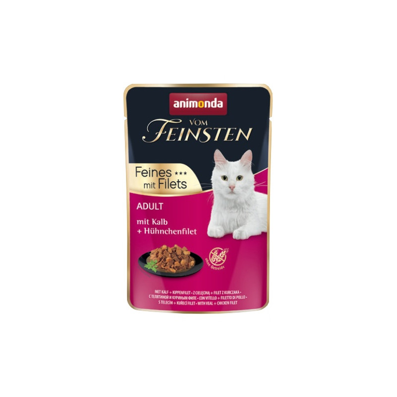 Animonda vom Feinsten Cat Adult Cielęcina + filet z kurczaka saszetka 85g - All4Animals