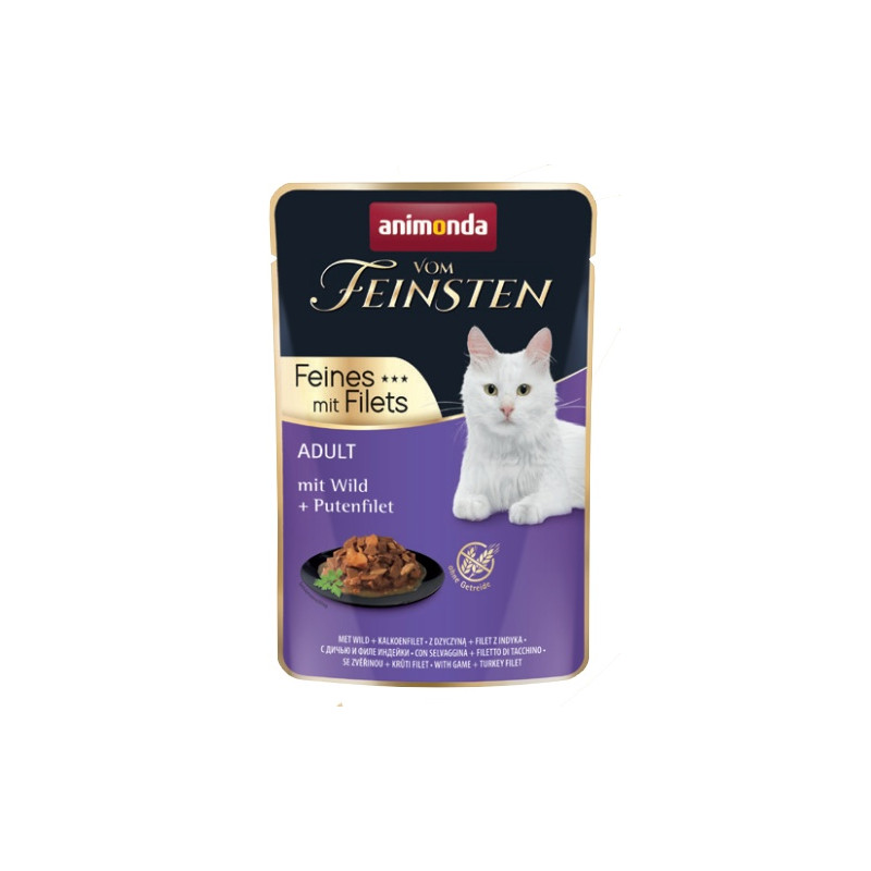 Animonda vom Feinsten Cat Adult Dziczyzna + filet z indyka saszetka 85g - All4Animals