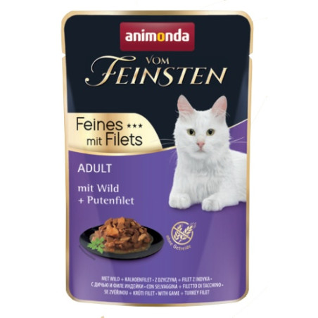 Animonda vom Feinsten Cat Adult Dziczyzna + filet z indyka saszetka 85g - All4Animals