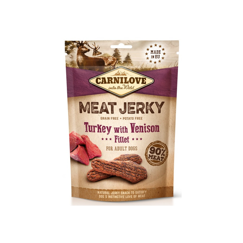 Carnilove Dog Jerky Turkey & Venison Fillet - indyk i filet z dziczyzny 100g - All4Animals