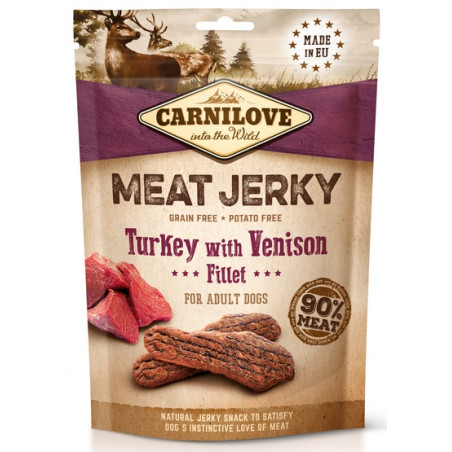 Carnilove Dog Jerky Turkey & Venison Fillet - indyk i filet z dziczyzny 100g - All4Animals
