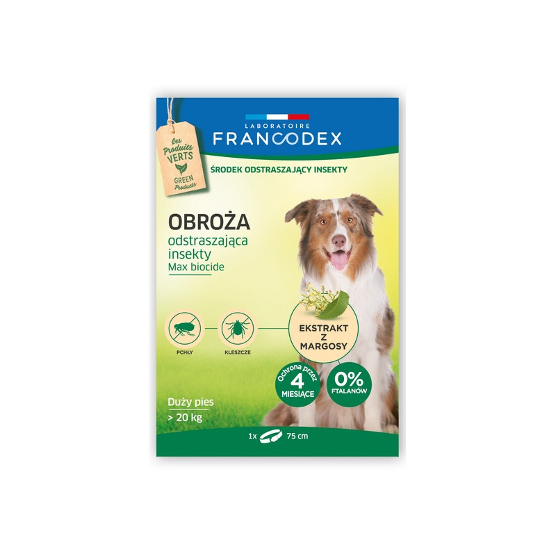 Francodex Obroża odstraszająca insekty duże psy powyżej 20kg 75cm - All4Animals