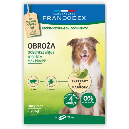 Francodex Obroża odstraszająca insekty duże psy powyżej 20kg 75cm - All4Animals