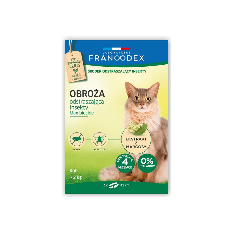 Francodex Obroża odstraszająca insekty dla kotów od 2kg 43cm - All4Animals