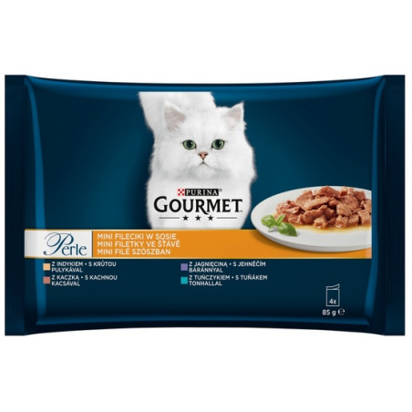 Gourmet Perle Indyk/Kaczka/Tuńczyk/Jagnięcina w sosie saszetki 4x85g - All4Animals